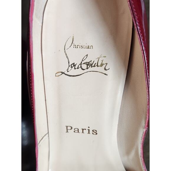 Christian Louboutin Yoyo red Patent Peep Toe Stiletto Pumps Size 39 No Box - Picture 5 of 10